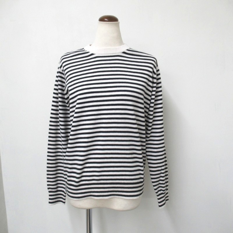 NOUVELLES DU PARADIS ムーコットン細ボーダークルーネックプルオーバー /CH88